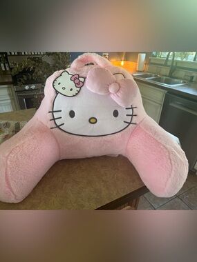 Hello Kitty Plush Reading Pillow in Pink with Bow Accent